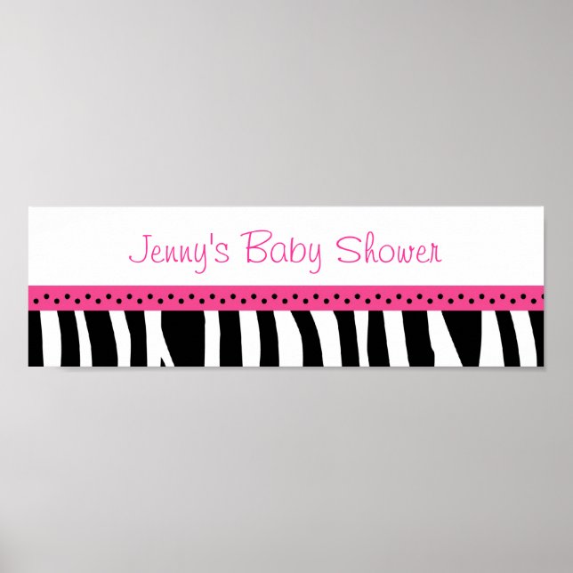 Trendy Hot Pink Zebra Print Banner-Zeichen Poster (Vorne)