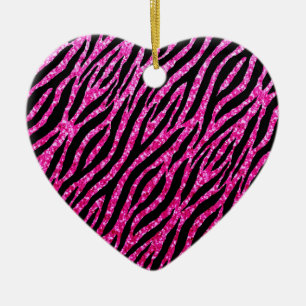Trendy Hot Pink Zebra Print Glitz Glitzer Glitzern Keramikornament