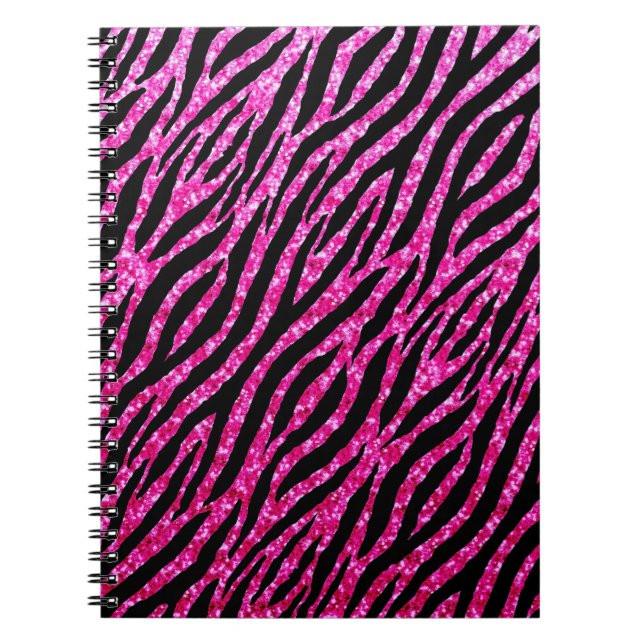 Trendy Hot Pink Zebra Print Glitz Glitzer Glitzern Notizblock (Vorderseite)