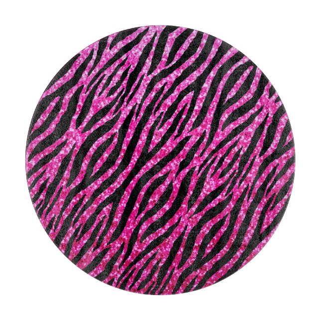 Trendy Hot Pink Zebra Print Glitz Glitzer Glitzern Schneidebrett (Vorderseite)