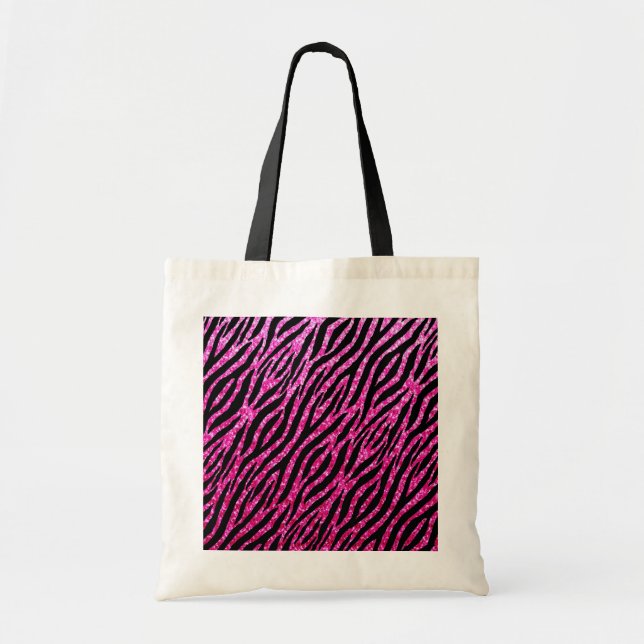 Trendy Hot Pink Zebra Print Glitz Glitzer Glitzern Tragetasche (Vorne)