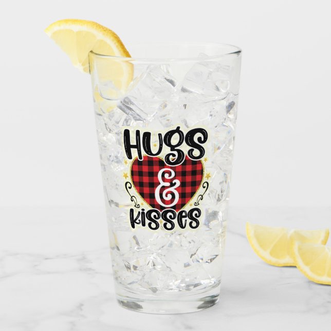Trendy Hugs and Kisses Valentinstag Glas (Vorderseite Ice)