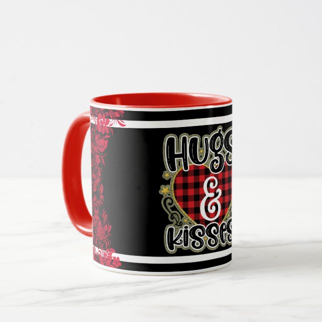 Trendy Hugs and Kisses Valentinstag Tasse (Vorderseite Links)