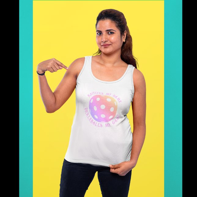 Trendy Humous Pastel Personalisiert Pickleballs Tank Top (Pretty personalized pastels!)