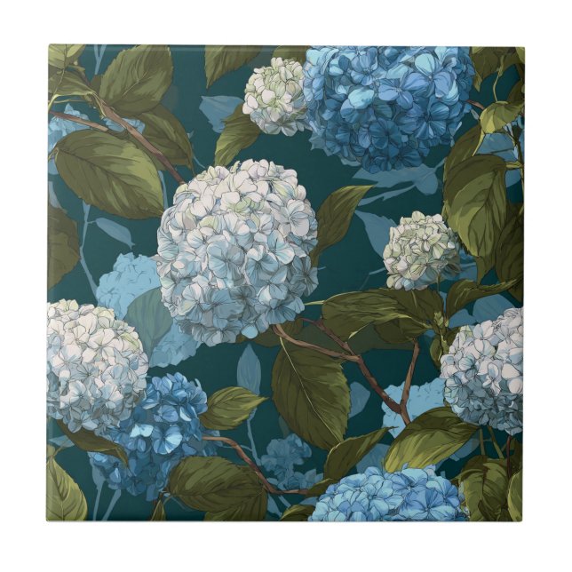 Trendy Hydrangeas Fliesen für Zuhause-Bodenbeläge (Vorderseite)