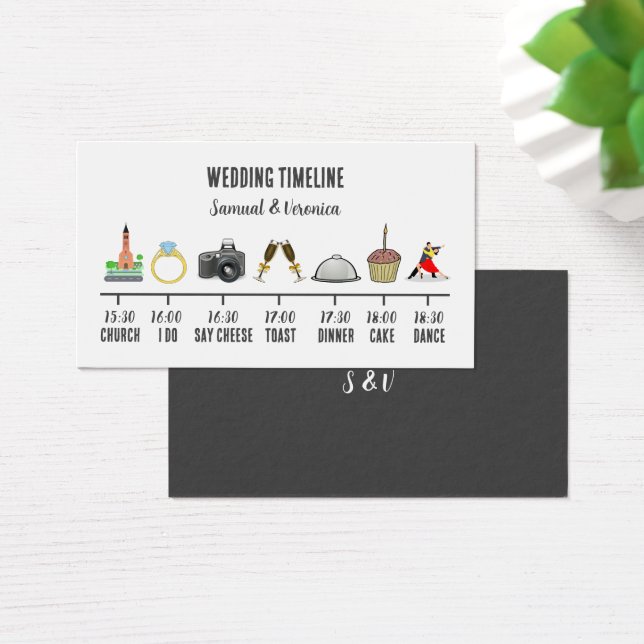 Trendy Icon Wedding Timeline Card (Schreibtisch)
