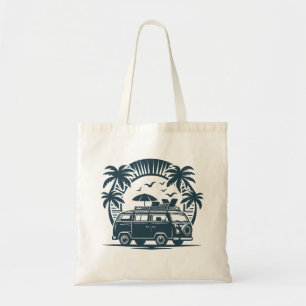 Trendy Illustration Black & White Beach Tragetasche