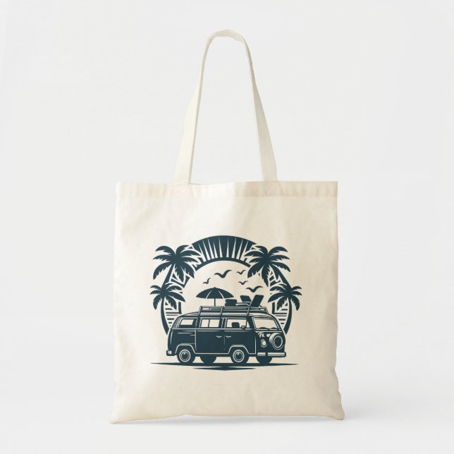 Trendy Illustration Black & White Beach Tragetasche (Vorne)