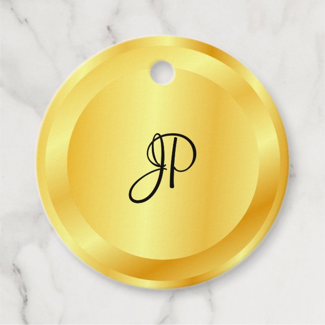Trendy Imitate Gold Metallic Look Monogram Elegant Geschenkanhänger (Vorderseite)