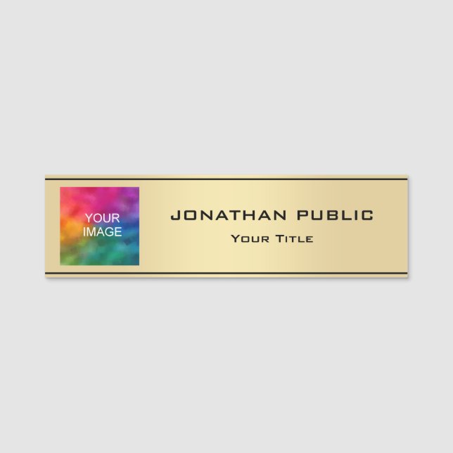 Trendy Imitate Gold Mitarbeiter Foto Image Custom Namensschild (Vorderseite)