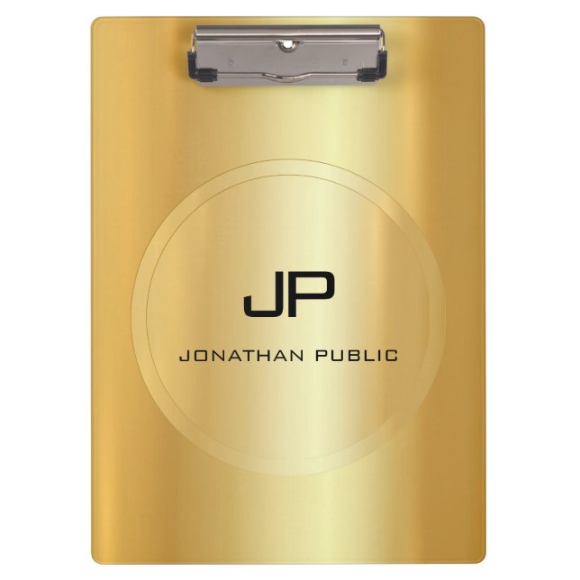 Trendy Imitate Gold Monogram Elegante Classic Vorl Klemmbrett (Vorderseite)