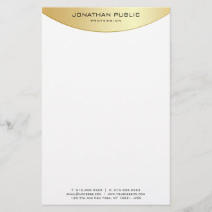 Trendy Imitate Gold White Elegante Moderne Vorlage Briefpapier