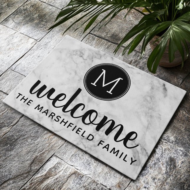 Trendy Imitate Marmor mit benutzerdefiniertem Mono Fußmatte (Custom Welcome Mat)