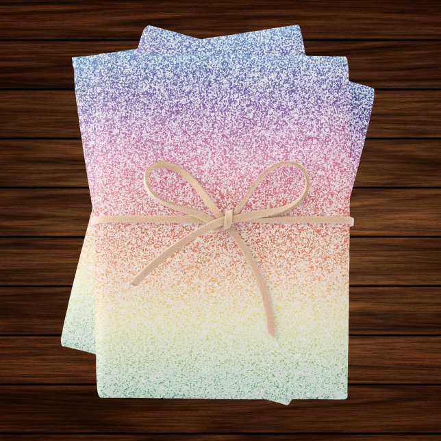 Trendy Imitats Glitzer Rainbow Ombre Elegant 12x18 Geschenkpapier Set (Von Creator hochgeladen)