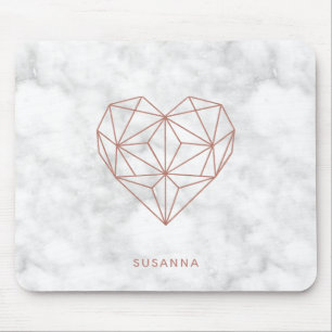 Trendy Imitats Rose Gold Geometric Heart Marble St Mousepad