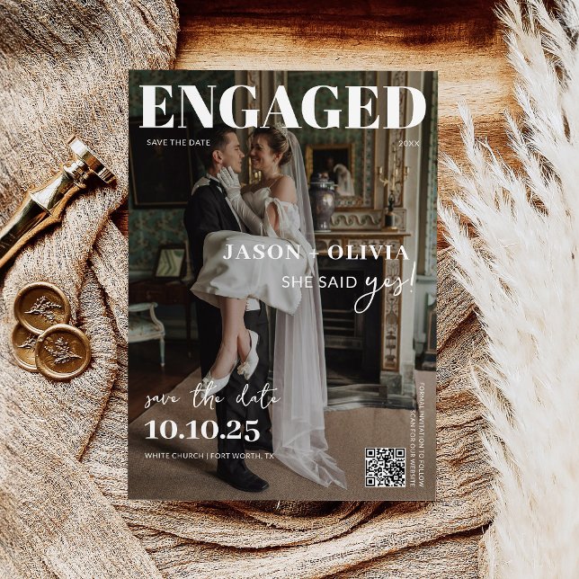 Trendy in Style Magazine Cover Wedding Save The Date (Von Creator hochgeladen)
