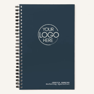 Trendy Indigo Navy Blue Modern Logo Notizbuch