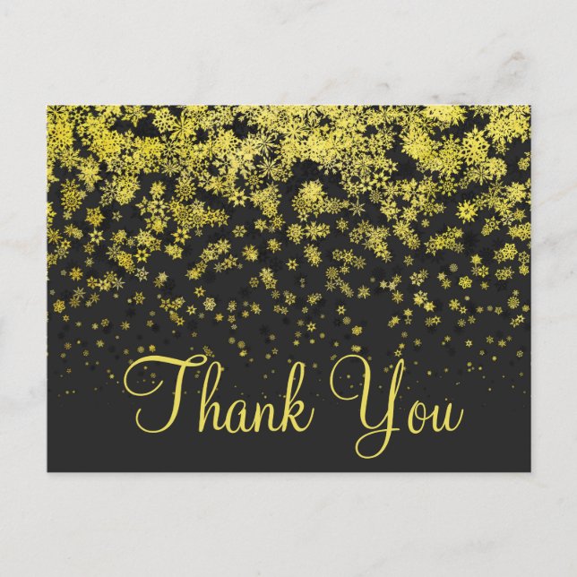 Trendy Inexpensiv Gold Glitter Black Thank You Postkarte (Vorderseite)
