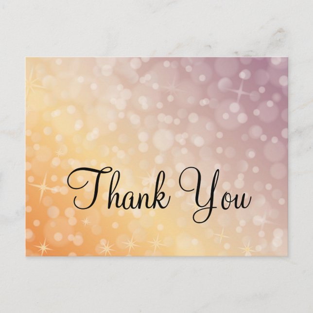 Trendy Inexpensiv Gold Glitter Sparkle Thank You Postkarte (Vorderseite)