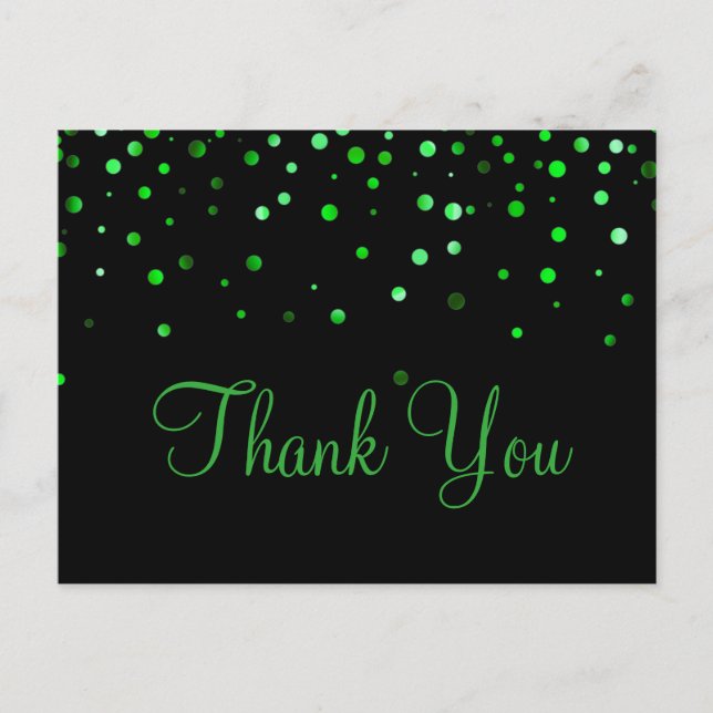 Trendy Inexpensiv Green Glitzer Black Vielen Dank Postkarte (Vorderseite)