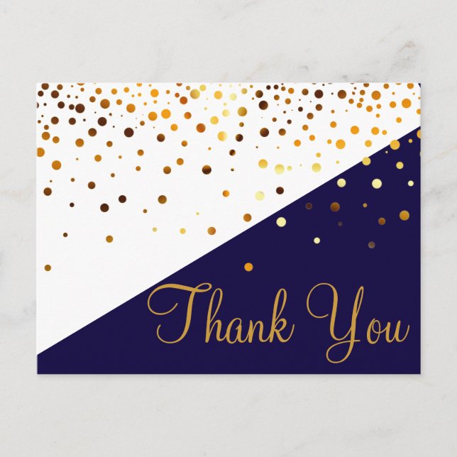 Trendy Inexpensive Gold Glitzer Blue Vielen Dank Postkarte (Vorderseite)