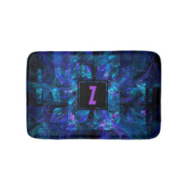Trendy Initial Letter Monogram Shimmering Blue Badematte