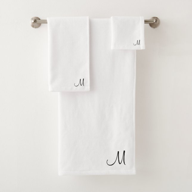 Trendy Initial Monogram Schwarz-weiß Typografie Badhandtuch Set (Insitu)
