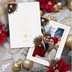 Trendy Initials Floral Christmas Bouquets Foto Folieneinladung
