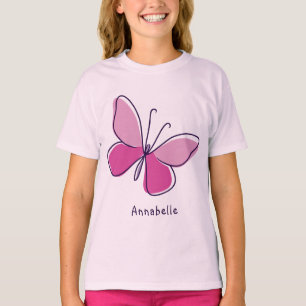 Trendy Insect Butterfly in Rosa und Name T-Shirt