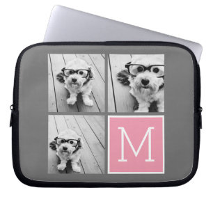 Trendy Instagram Foto Collage Custom Monogram Laptopschutzhülle