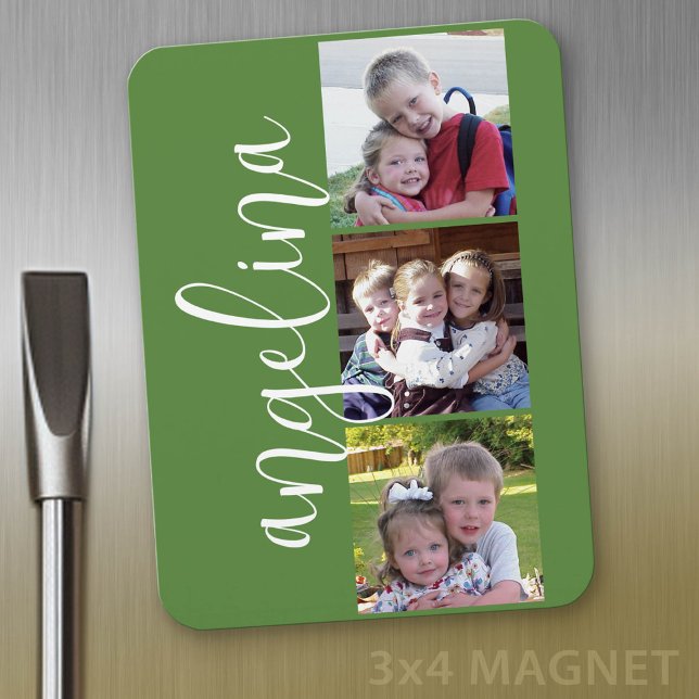 Trendy Instagram Foto Collage Custom Monogram Magnet (Personalized fridge magnet - add photos and custom text)