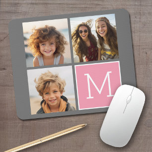 Trendy Instagram Foto Collage Custom Monogram Mousepad