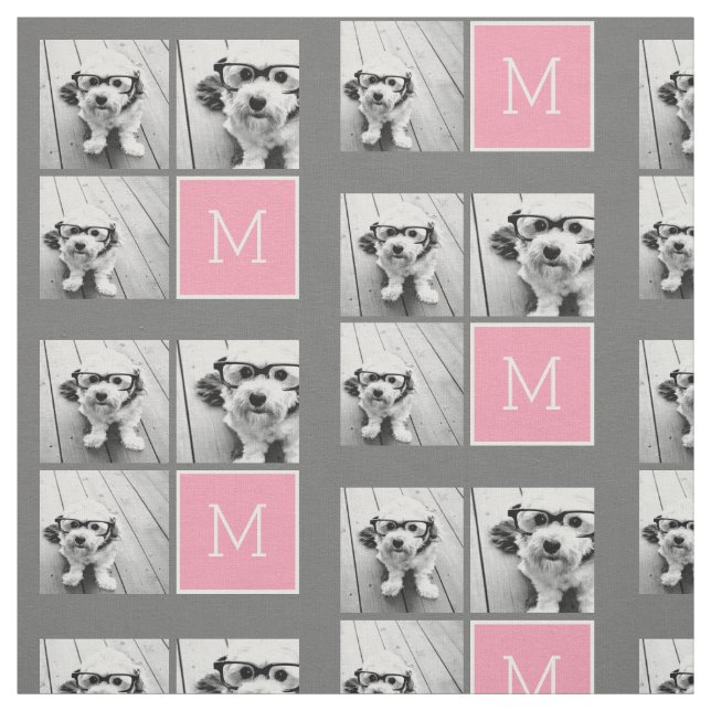 Trendy Instagram Foto Collage Custom Monogram Stoff (Muster)