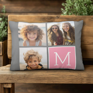Trendy Instagram Foto Collage Custom Monogram Zierkissen