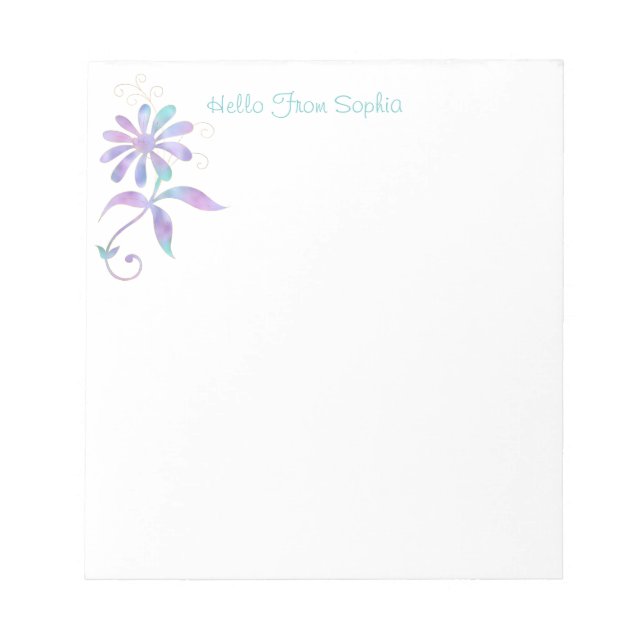 Trendy Iridescent Blume, DIY Name/Nachricht Notizblock (Vorderseite)