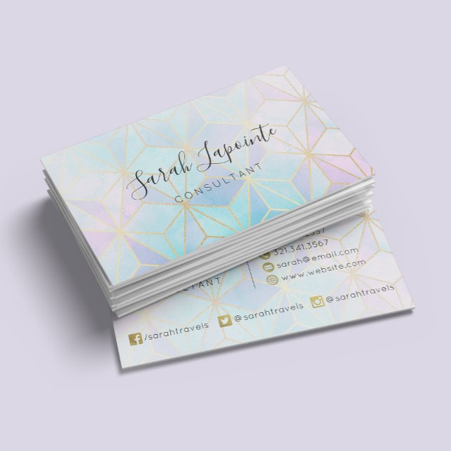 Trendy Iridescent & Pastel Geometric Design Visitenkarte (Von Creator hochgeladen)