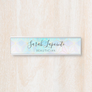 Trendy Iridescent & Pastel Geometric Pattern Türschild
