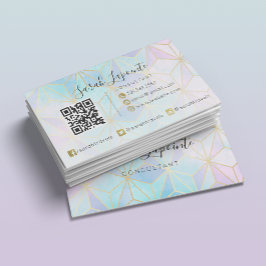 Trendy Iridescent & Pastel Geometric QR-Code Visitenkarte