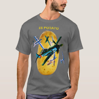 Trendy Is Potato mit Militärflugzeugen T-Shirt