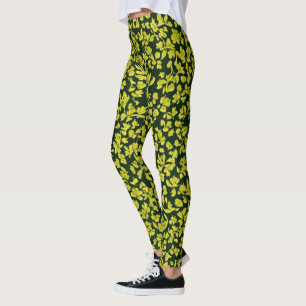 Trendy italienische Olive Blätter Muster, grüne Bl Leggings