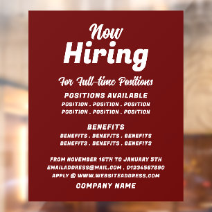 Trendy Job Vacancy Rekrutierung Werbung Fensteraufkleber