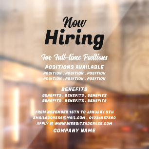 Trendy Job Vacancy Rekrutierung Werbung Fensteraufkleber