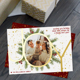 Trendy Joy Pine Boughs Wreath Christmas Foto Real Folien Feiertagskarte