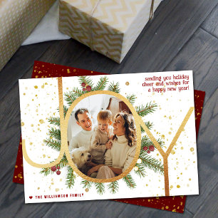 Trendy Joy Pine Boughs Wreath Weihnachts-Foto Feiertagskarte