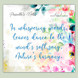 Trendy Joyful Watercolor Blume 3 Zoll x 3 Zoll Post-it Klebezettel