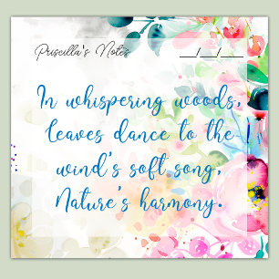 Trendy Joyful Watercolor Blume 3 Zoll x 3 Zoll Post-it Klebezettel