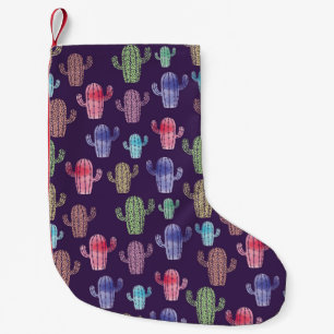 Trendy Kaktus Aquarell zeichnend nahtloses Muster Kleiner Weihnachtsstrumpf