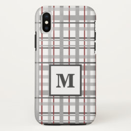 Trendy Kariert Gray Silver Red Monogram Case-Mate iPhone Hülle