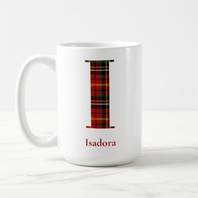 Trendy Kariert Letter I Monogram Name Christmas Kaffeetasse (Links)