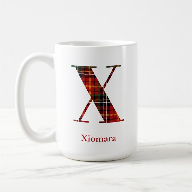 Trendy Kariert Letter X Monogram Name Christmas Kaffeetasse (Links)